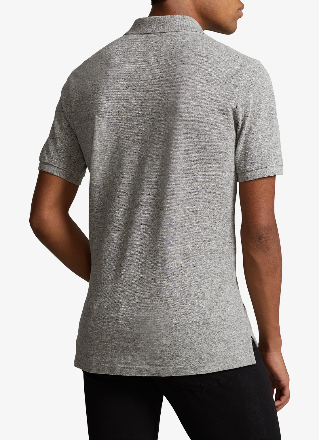Ralph Lauren Slim fit polo met logoborduring  - achterkant 3 canterburry heather / grijs