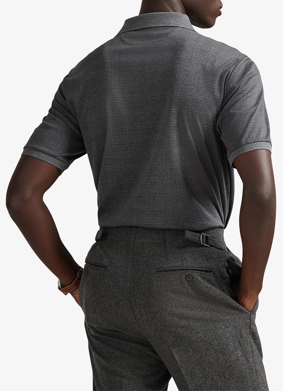 Ralph Lauren Slim fit polo met ruitdessin - achterkant grijs