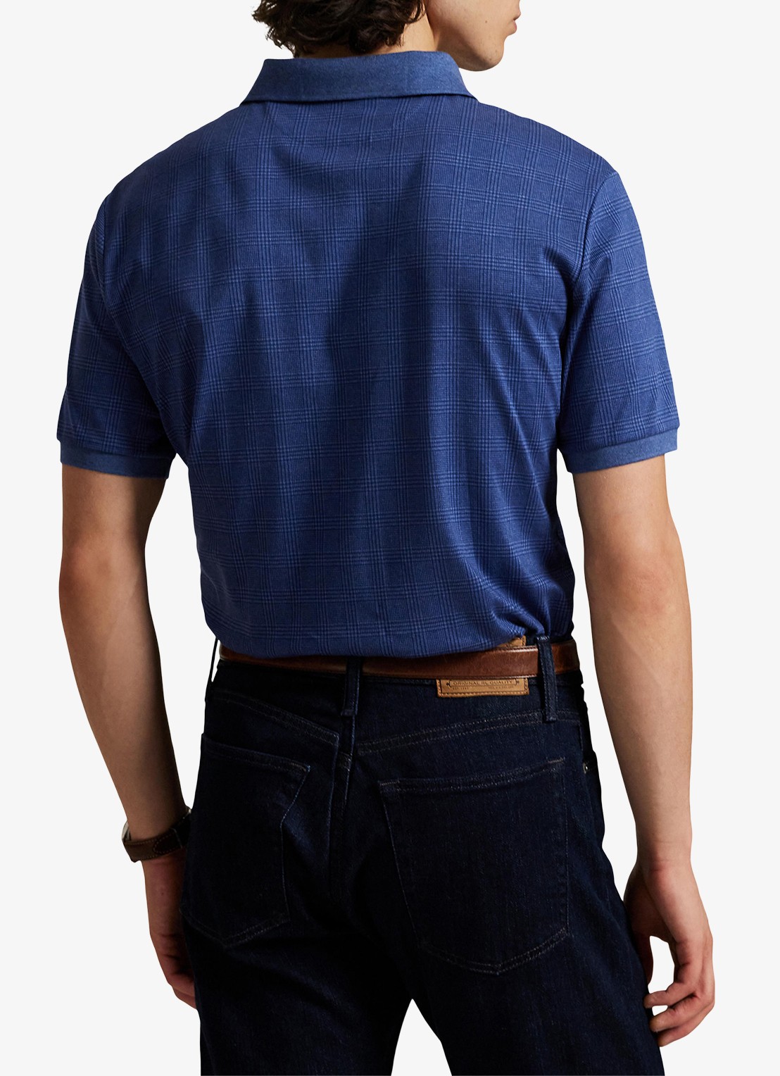 Ralph Lauren Slim fit polo met ruitdessin - achterkant 5 donkerblauw