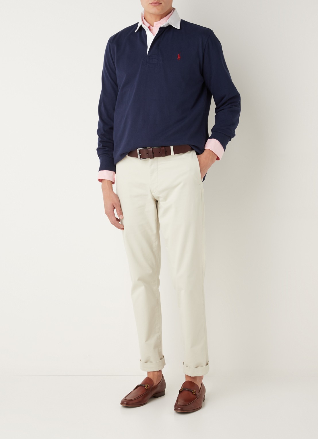 Ralph Lauren Slim fit polo van katoen met lange mouw - voorkant 6 cruise navy / donkerblauw