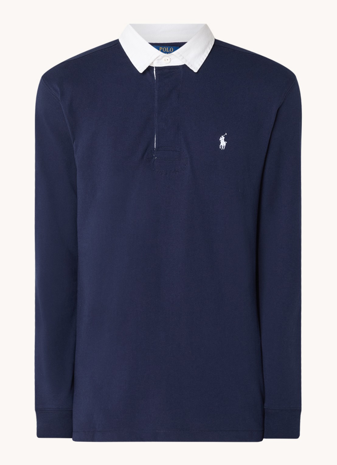 Ralph Lauren Slim fit polo van katoen met lange mouw - voorkant 7 cruise navy / donkerblauw