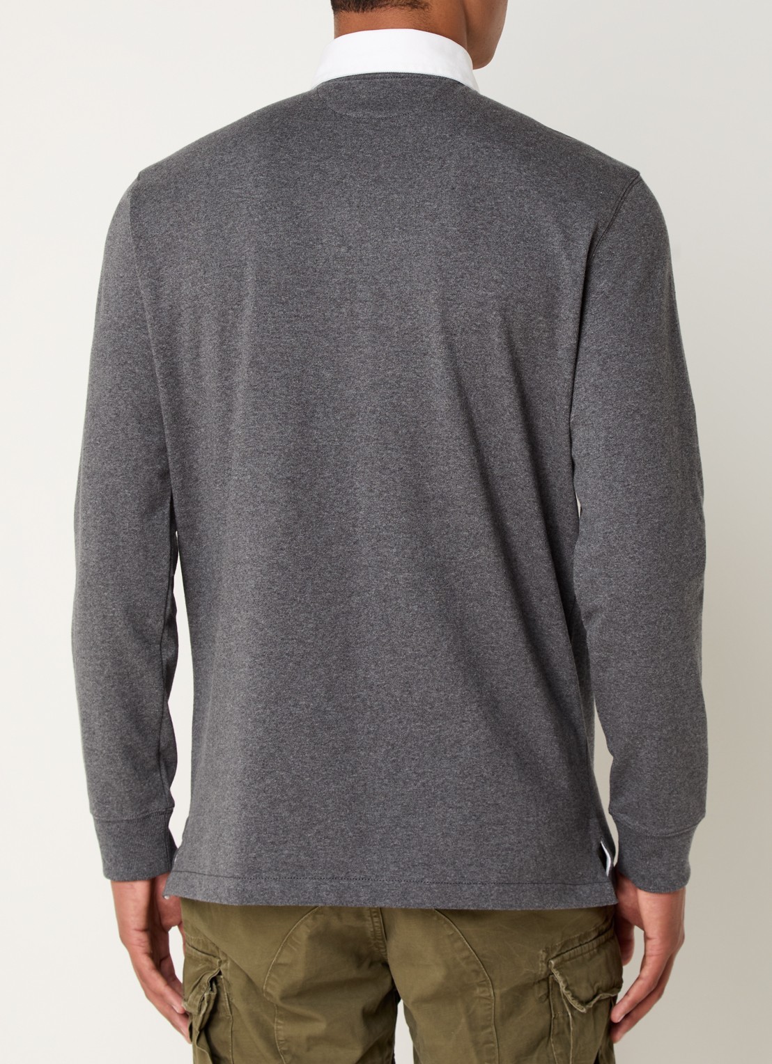 Ralph Lauren Slim fit polo van katoen met lange mouw - achterkant 4 barclay heather / grijs