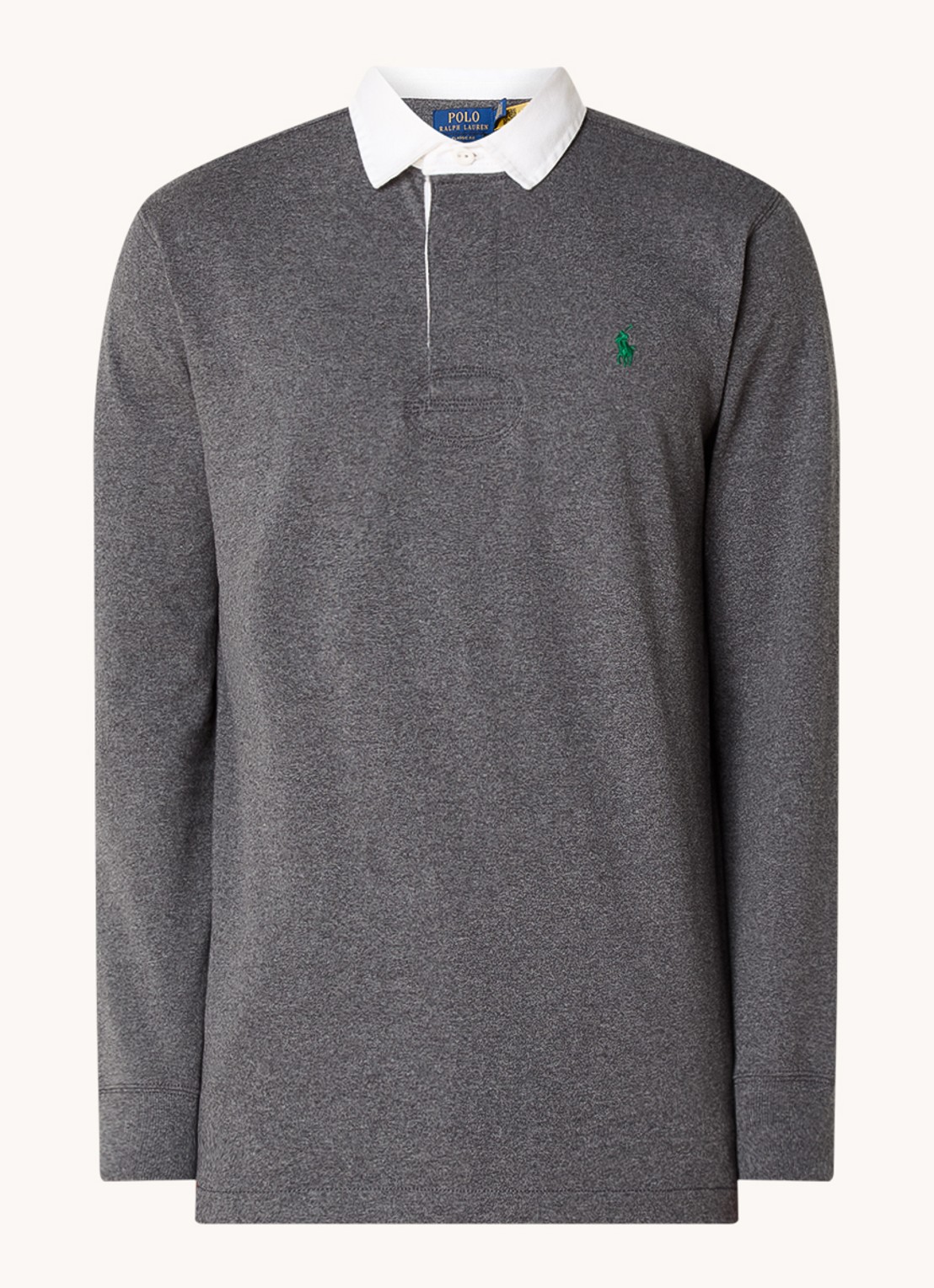 Ralph Lauren Slim fit polo van katoen met lange mouw - voorkant barclay heather / grijs