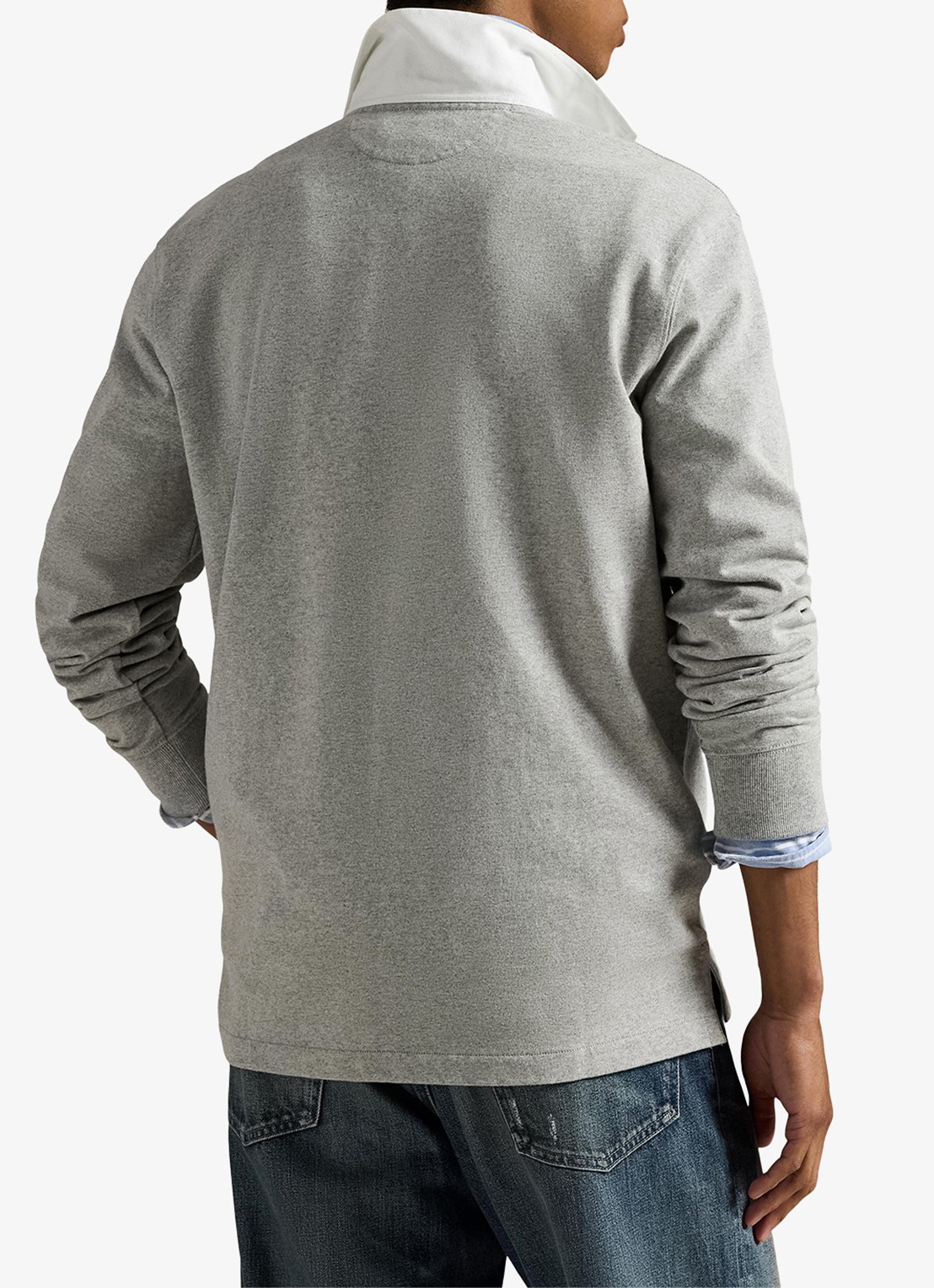 Ralph Lauren Slim fit polo van katoen met lange mouw - achterkant andover heather / grijs