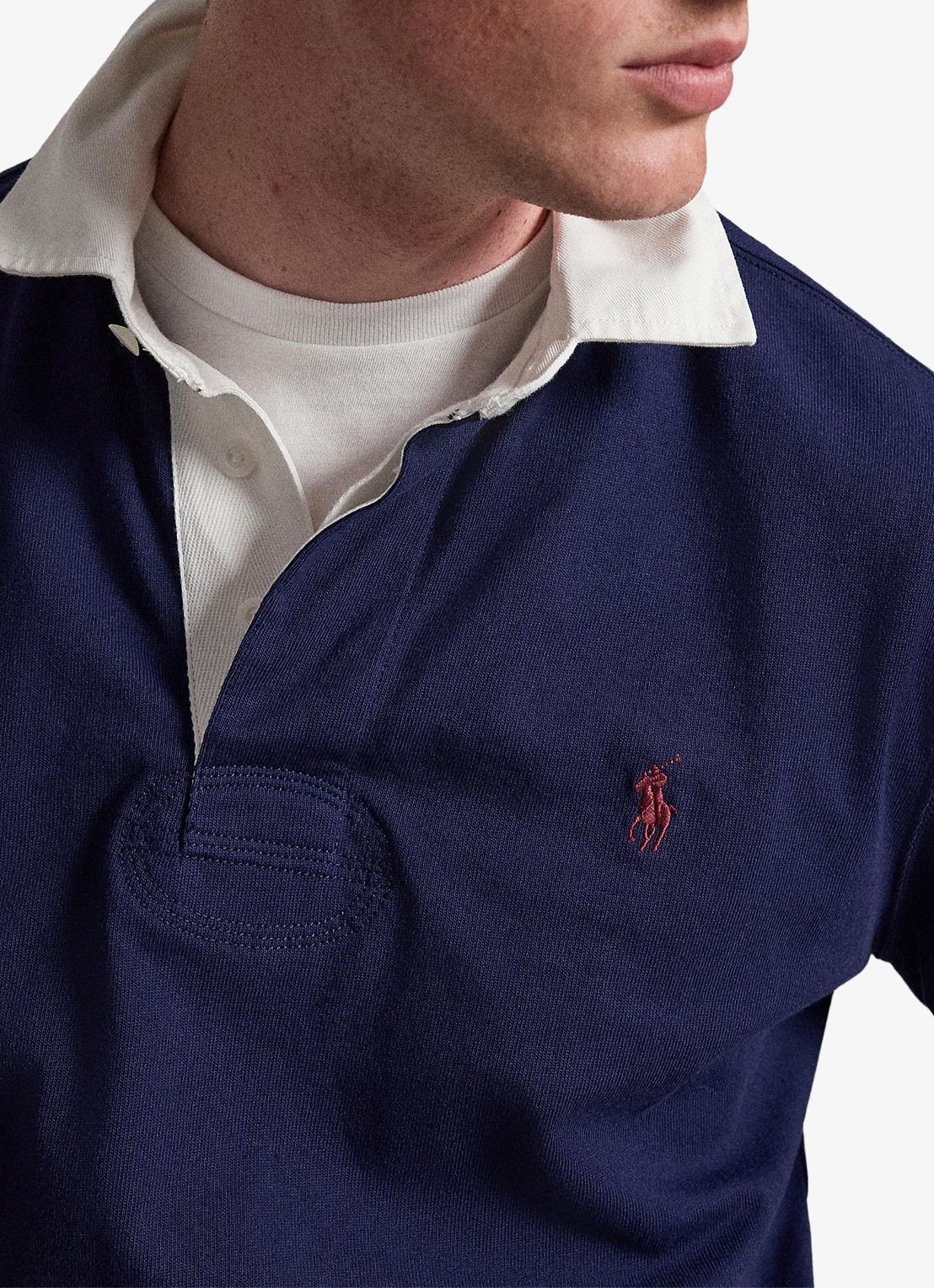 Ralph Lauren Slim fit polo van katoen met lange mouw - detail 3 newport navy / donkerblauw
