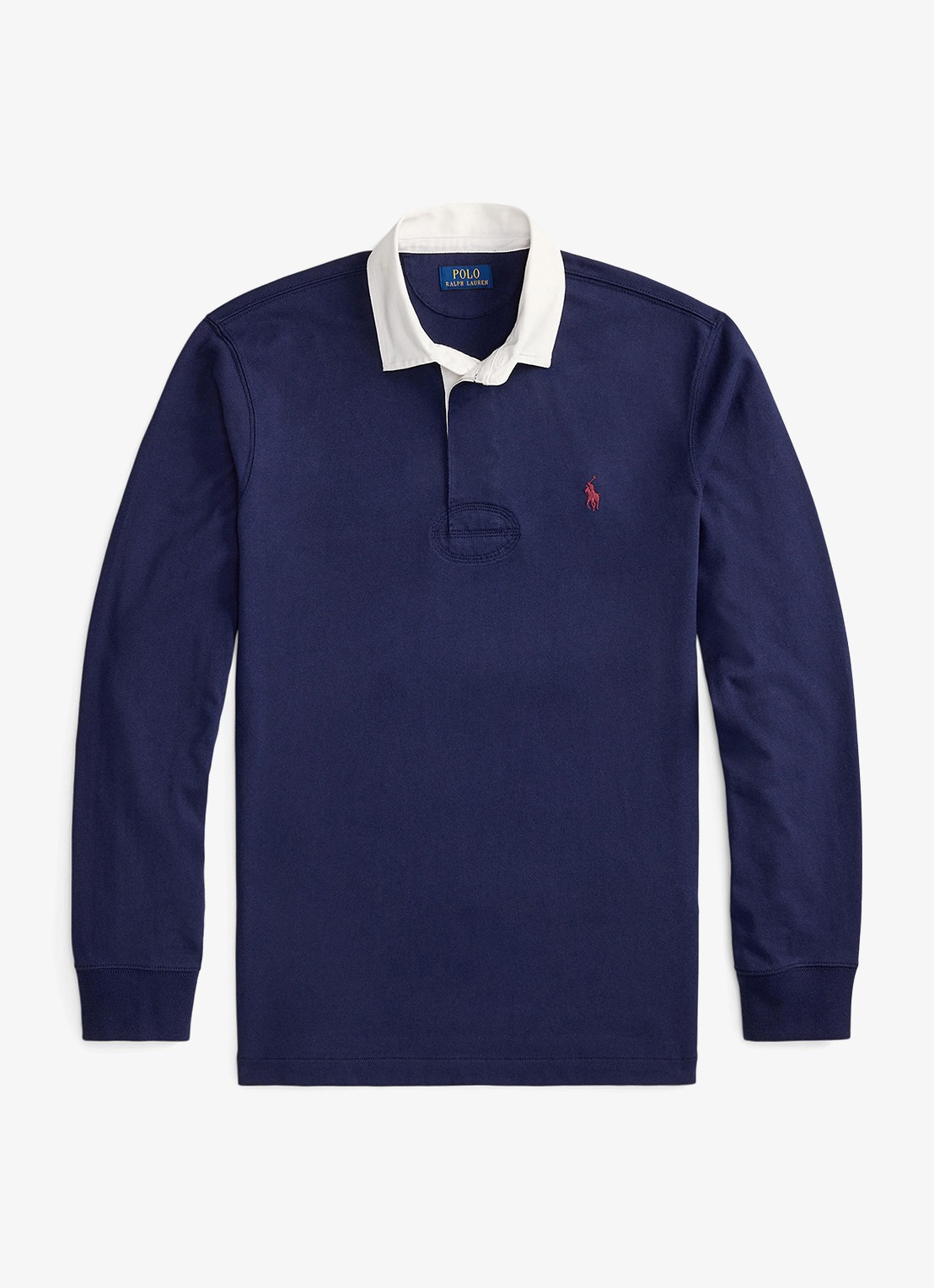 Ralph Lauren Slim fit polo van katoen met lange mouw - voorkant 4 newport navy / donkerblauw