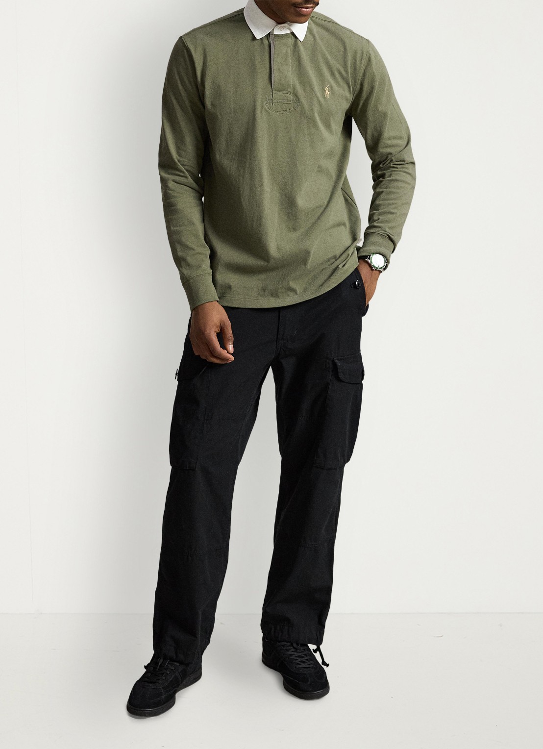 Ralph Lauren Slim fit polo van katoen met lange mouw - detail 3 cruise olive / olijfgroen