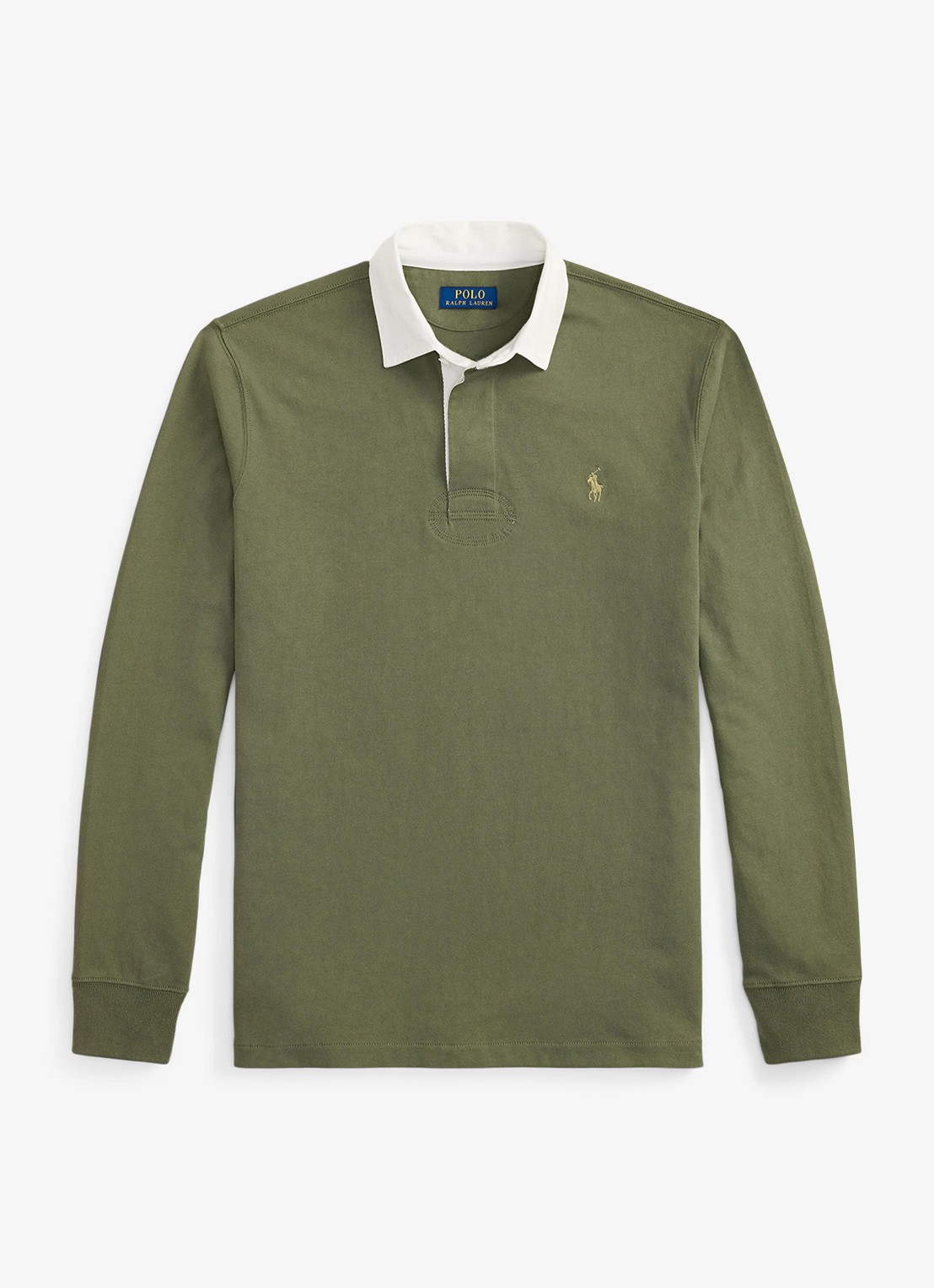 Ralph Lauren Slim fit polo van katoen met lange mouw - voorkant cruise olive / olijfgroen