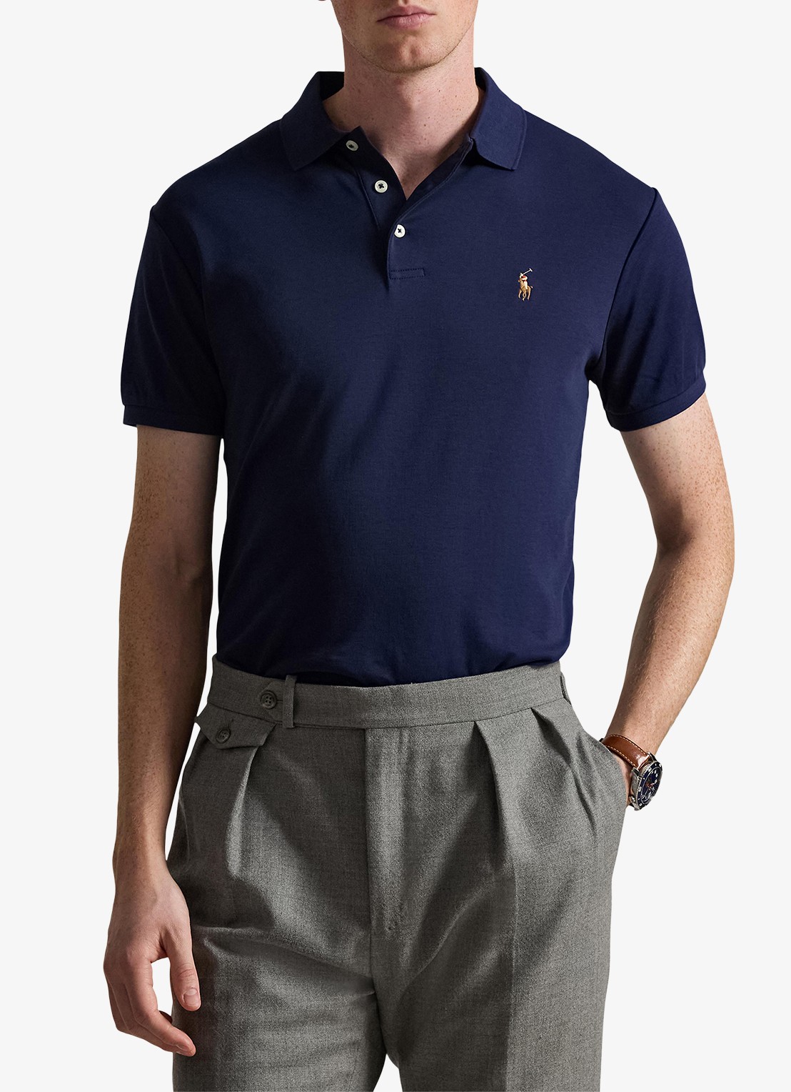 Ralph Lauren Slim fit polo van katoen - detail 3 refined navy / donkerblauw