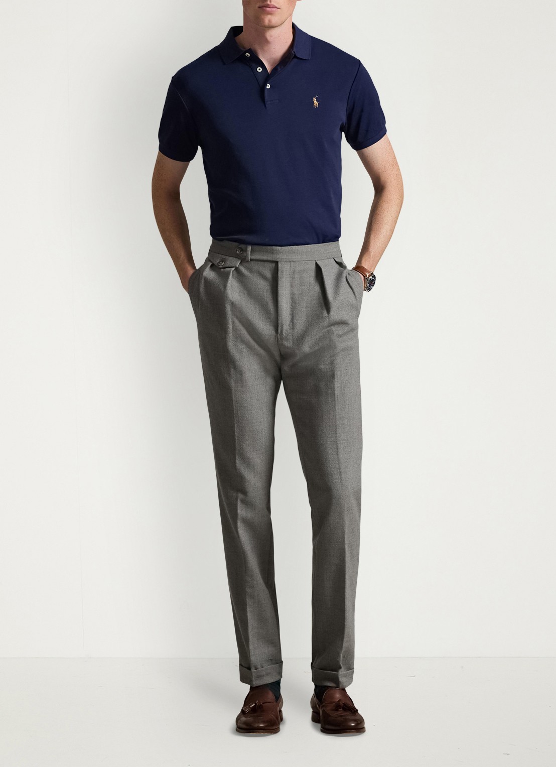 Ralph Lauren Slim fit polo van katoen - voorkant 2 refined navy / donkerblauw