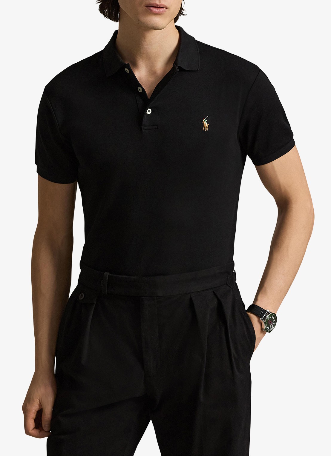 Ralph Lauren Slim fit polo van katoen - detail 4 polo black / zwart