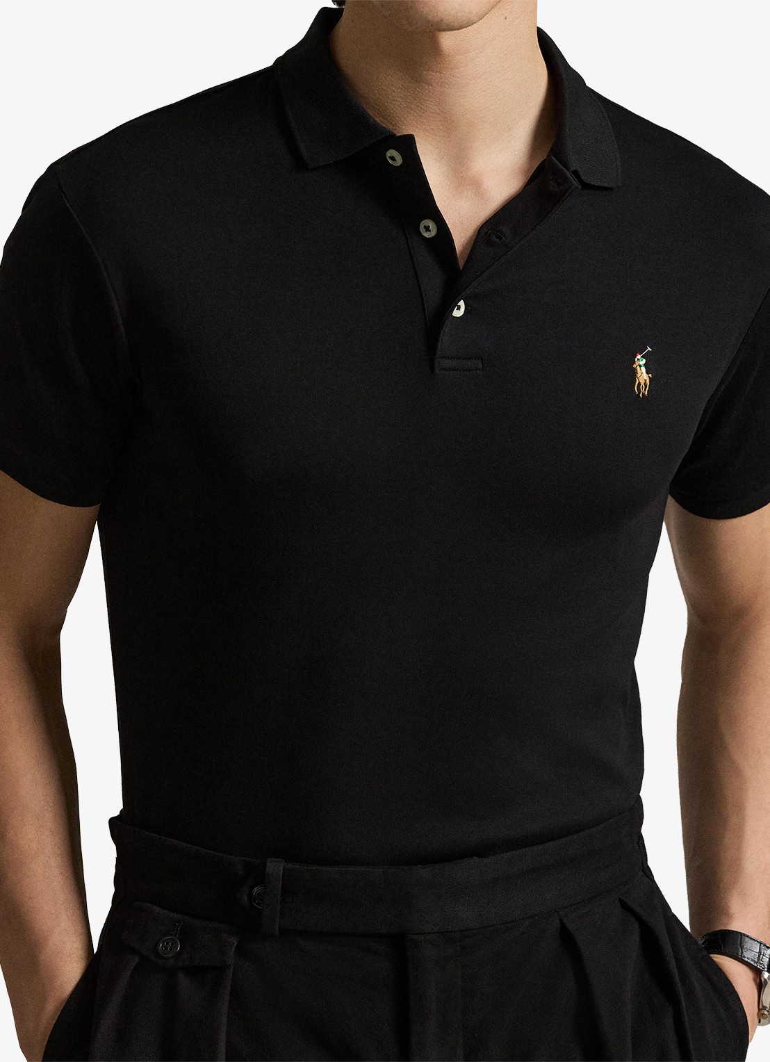 Ralph Lauren Slim fit polo van katoen - detail 5 polo black / zwart