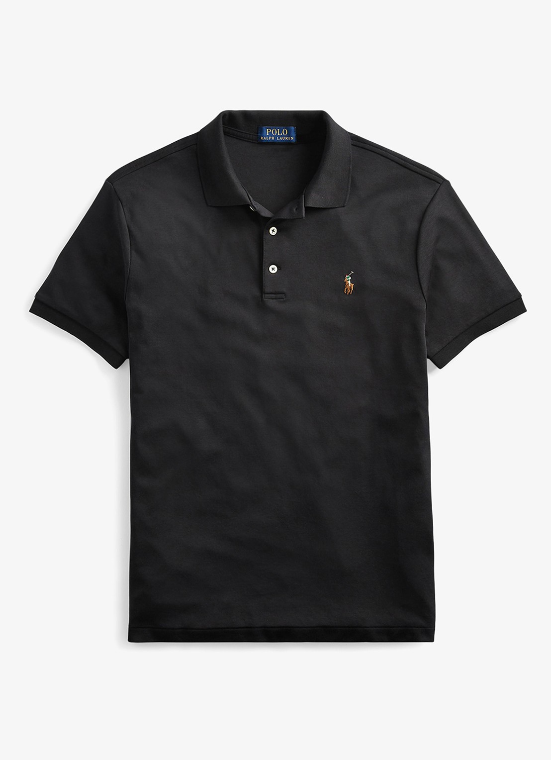 Ralph Lauren Slim fit polo van katoen - voorkant 2 polo black / zwart