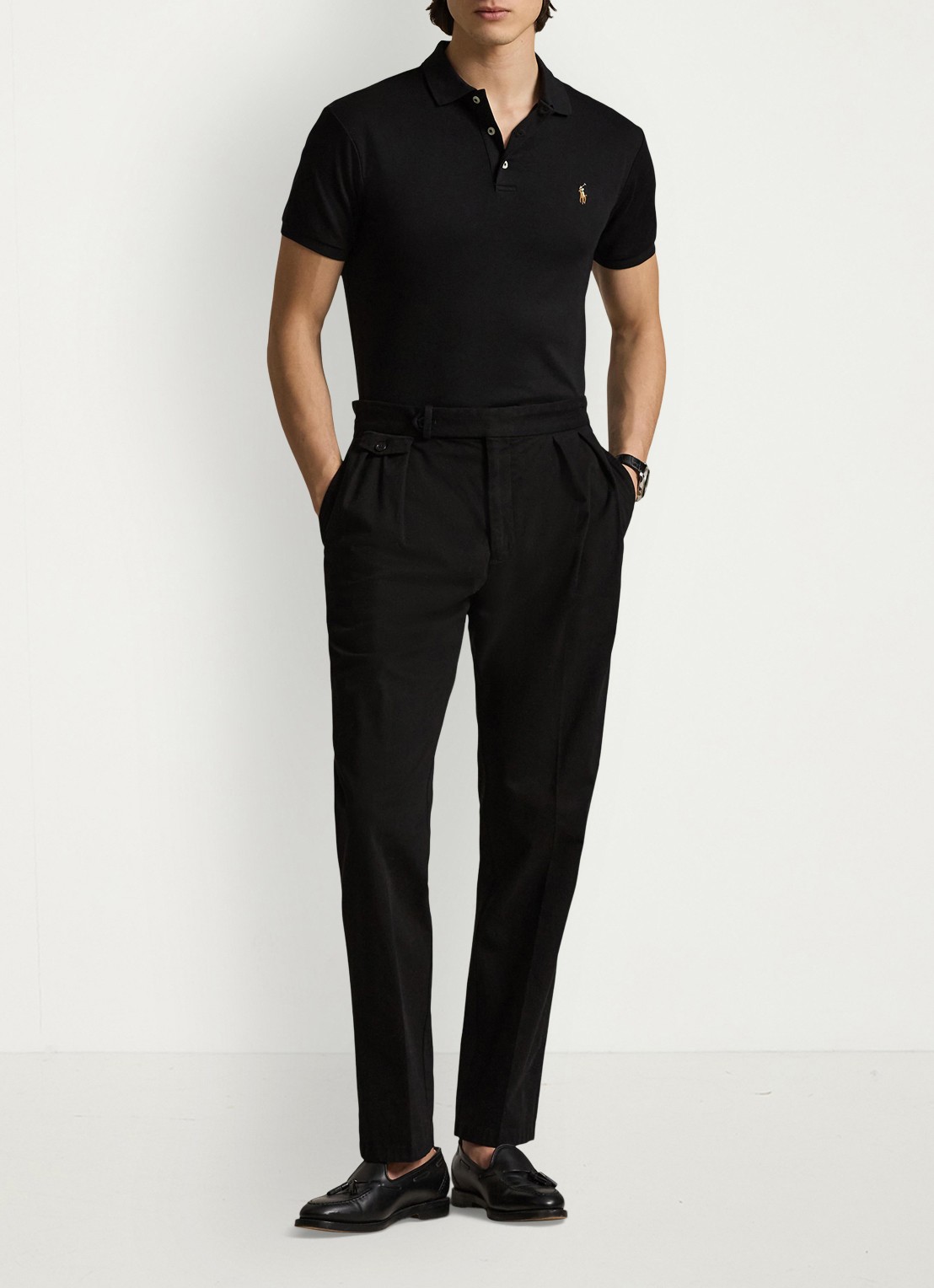 Ralph Lauren Slim fit polo van katoen - voorkant 3 polo black / zwart