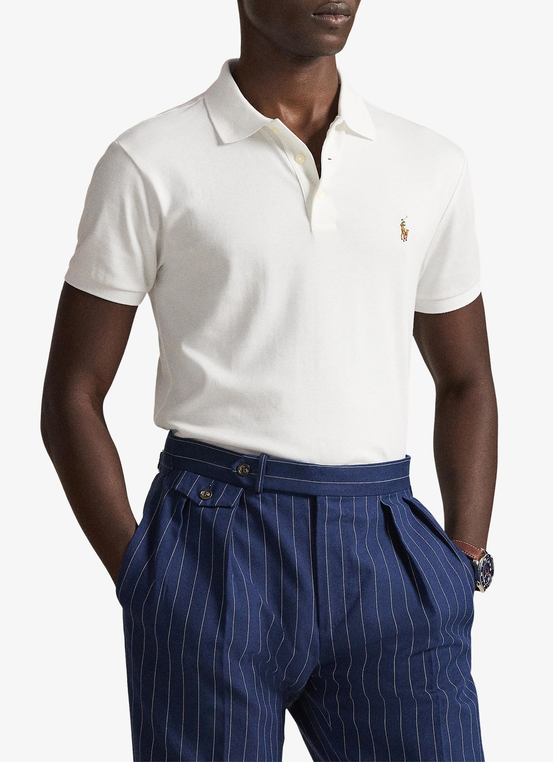Ralph Lauren Slim fit polo van katoen - voorkant 6 white / wit