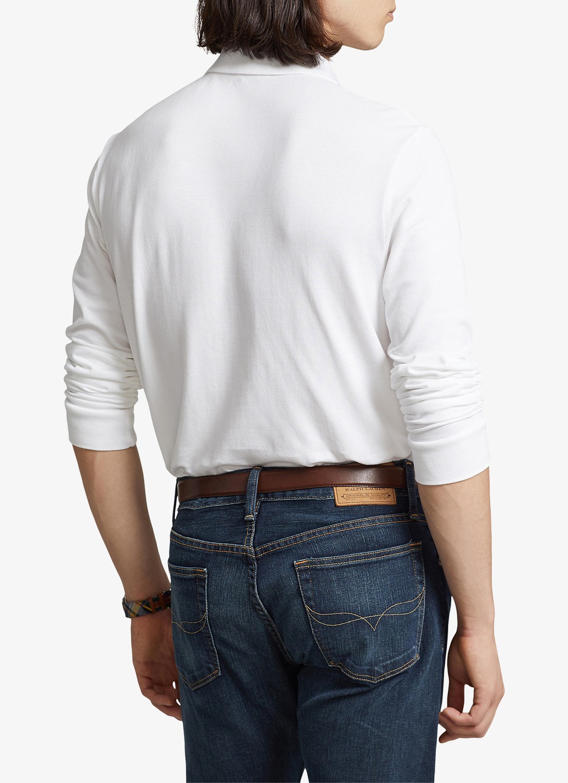 Ralph Lauren Slim fit polo van piqué katoen met lange mouw - achterkant 5 white / wit