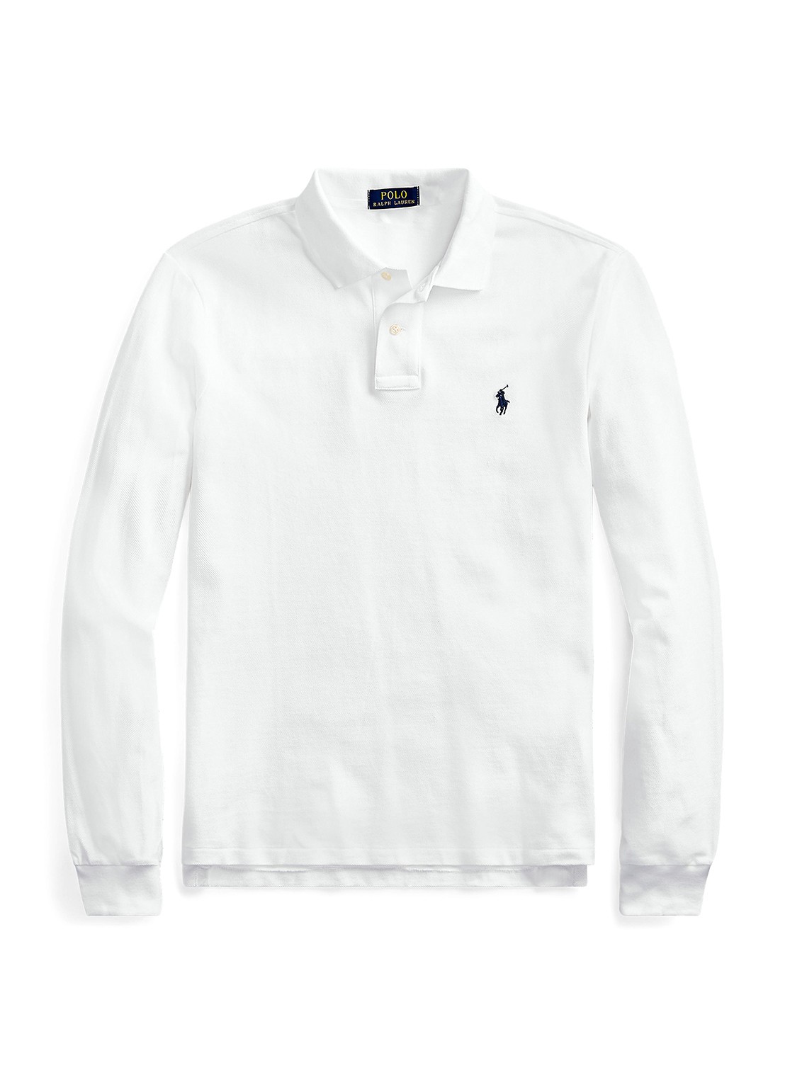 Ralph Lauren Slim fit polo van piqué katoen met lange mouw - voorkant white / wit