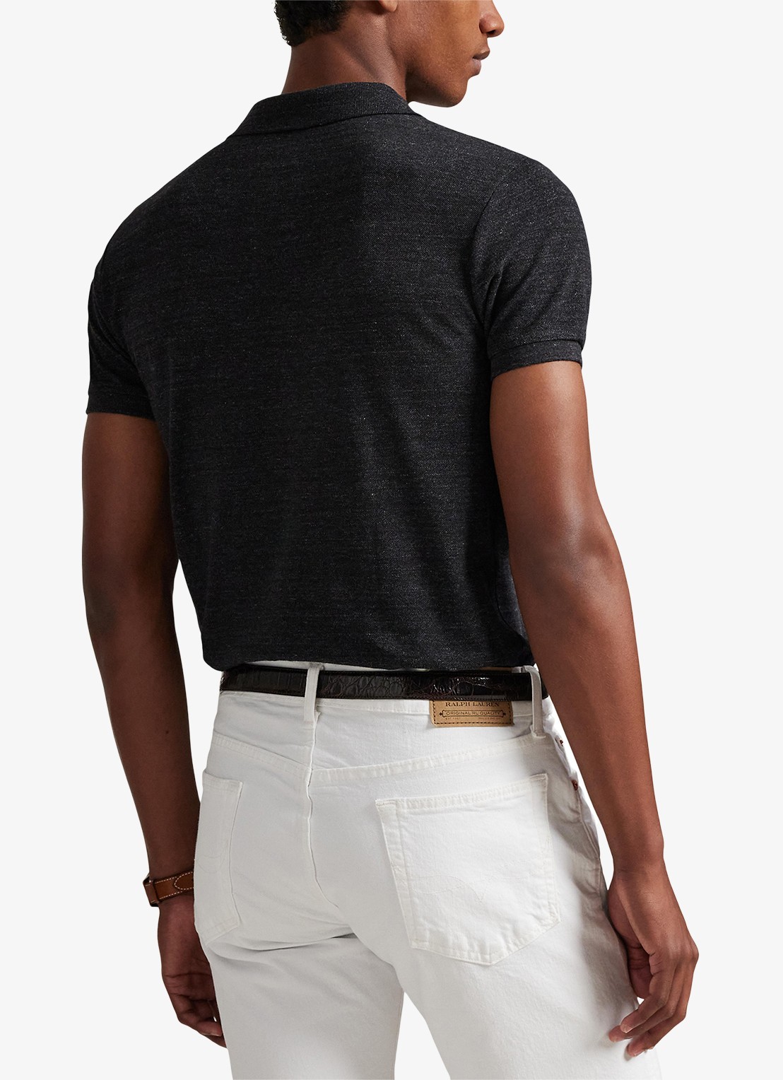 Ralph Lauren Slim fit polo van piqué katoen - achterkant 4 black marl heather
