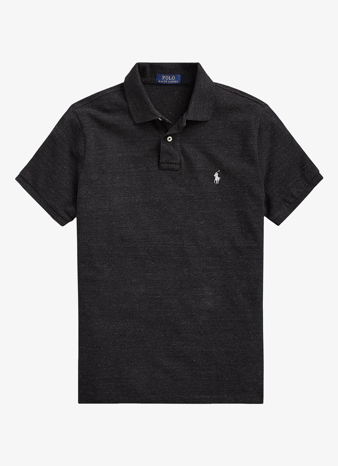 Ralph Lauren Slim fit polo van piqué katoen - voorkant black marl heather