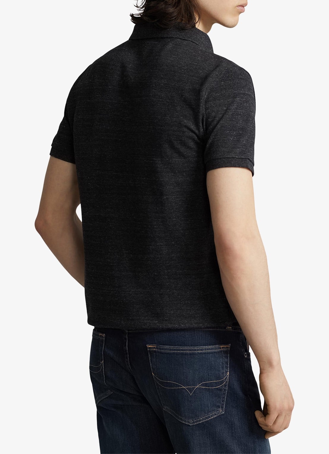 Ralph Lauren Slim fit polo van piqué katoen - achterkant 5 black marl heather