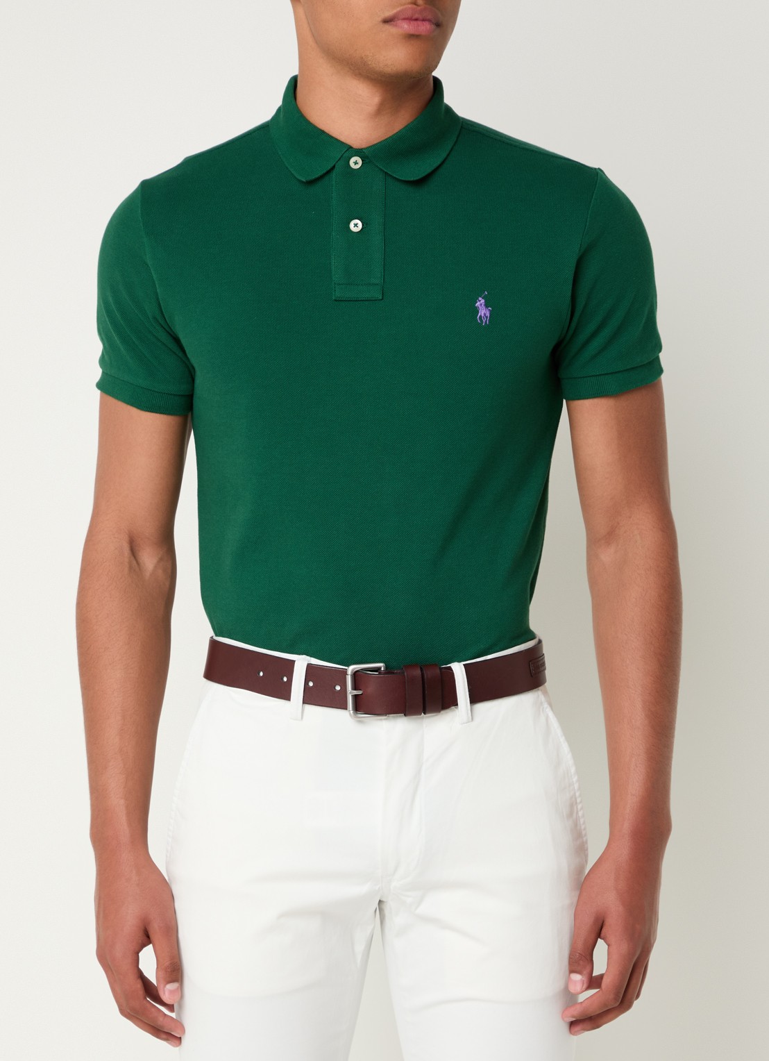 Ralph Lauren Slim fit polo van piqué katoen - detail 3 new forest / donkergroen