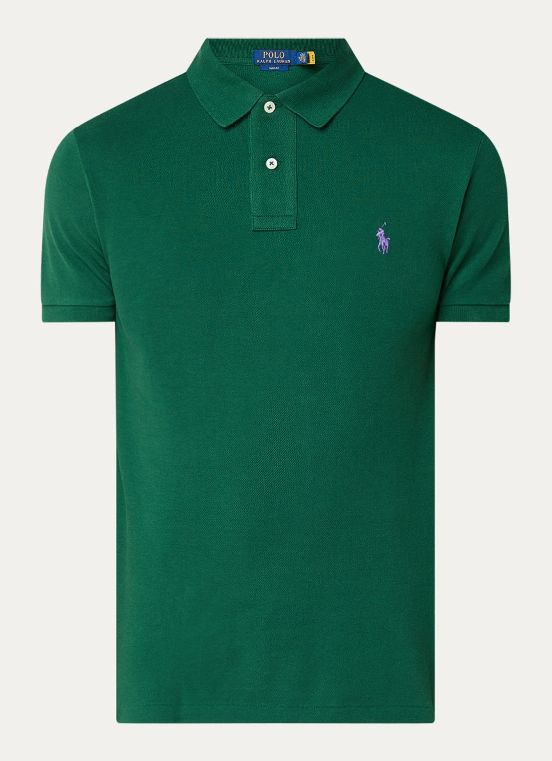 Ralph Lauren Slim fit polo van piqué katoen - voorkant new forest / donkergroen