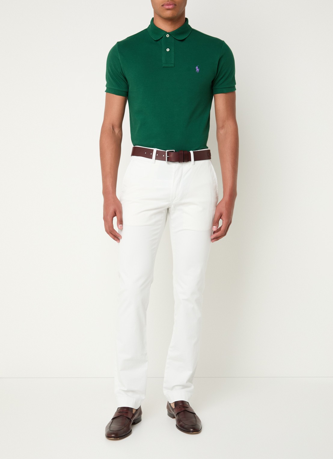 Ralph Lauren Slim fit polo van piqué katoen - voorkant 2 new forest / donkergroen