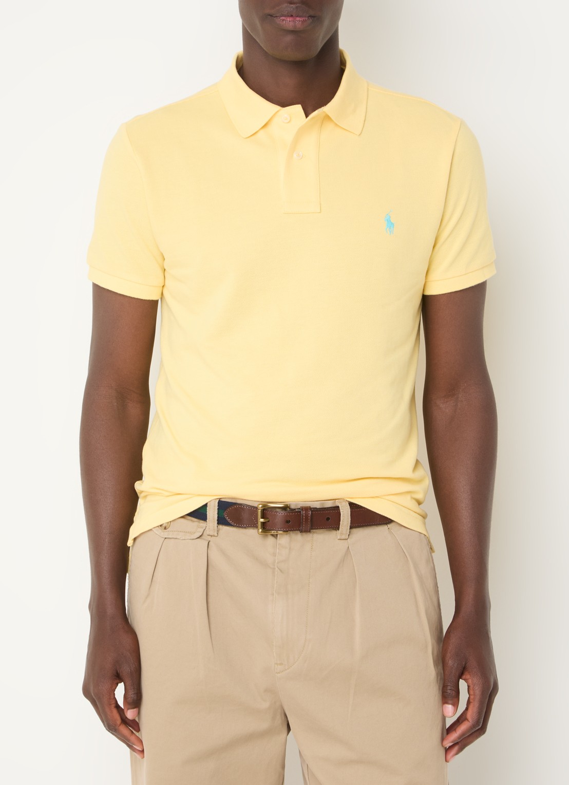 Ralph Lauren Slim fit polo van piqué katoen - detail 4 corn geel / geel