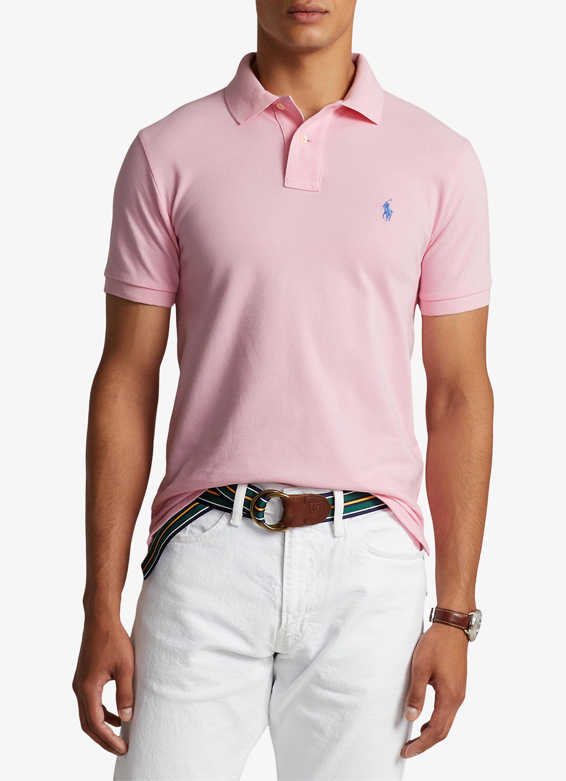 Ralph Lauren Slim fit polo van piqué katoen - detail carmel pink/c7349