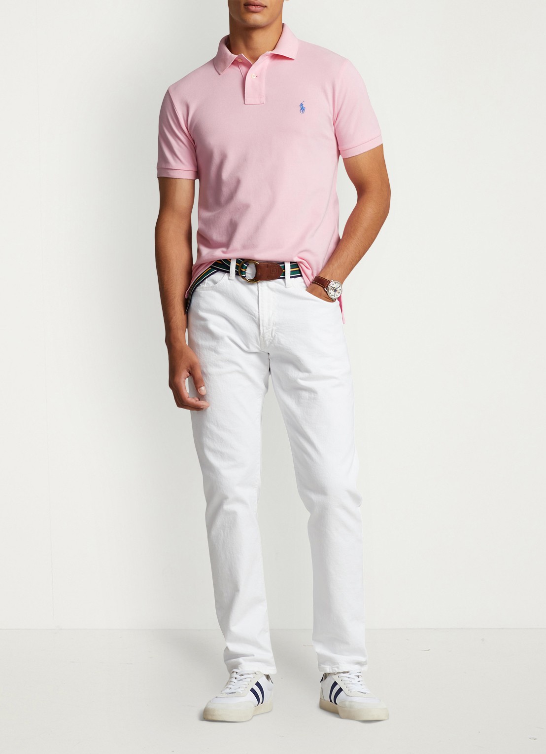 Ralph Lauren Slim fit polo van piqué katoen - voorkant 4 carmel pink/c7349