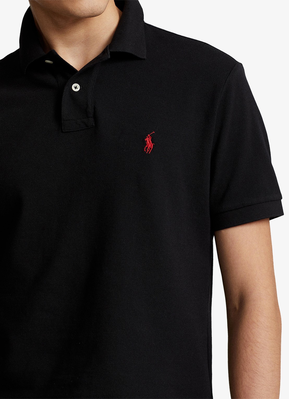 Ralph Lauren Slim fit polo van piqué katoen - detail 4 polo black/c3870
