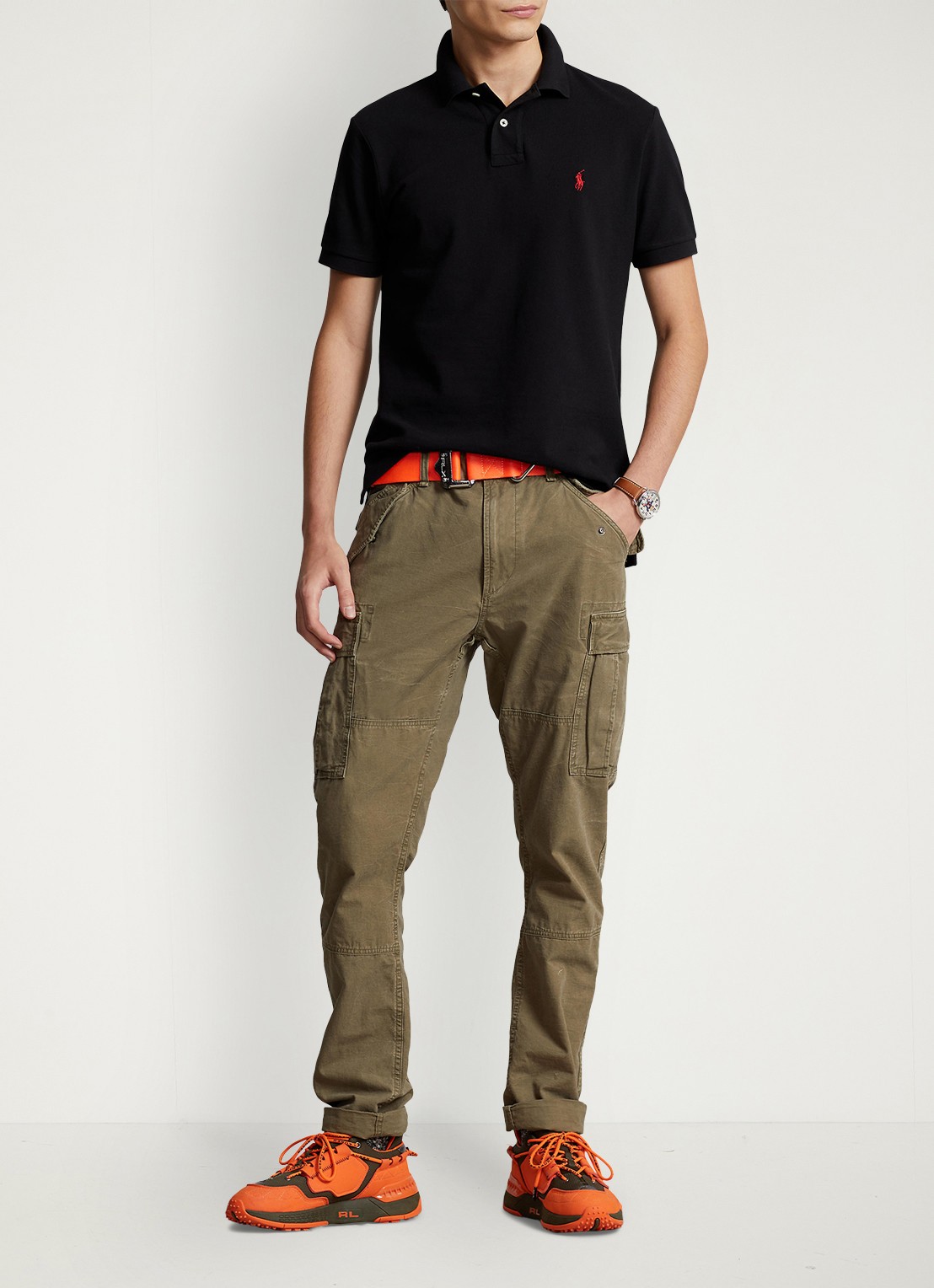 Ralph Lauren Slim fit polo van piqué katoen - voorkant 8 polo black/c3870