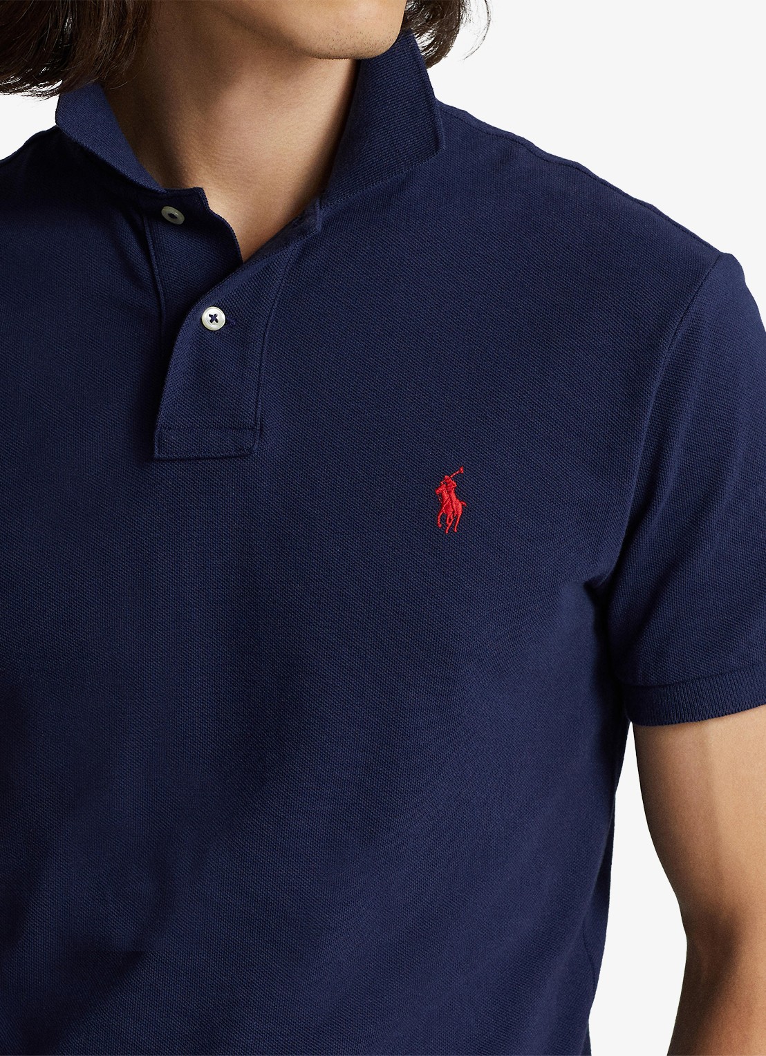 Ralph Lauren Slim fit polo van piqué katoen - detail 7 newport navy / donkerblauw