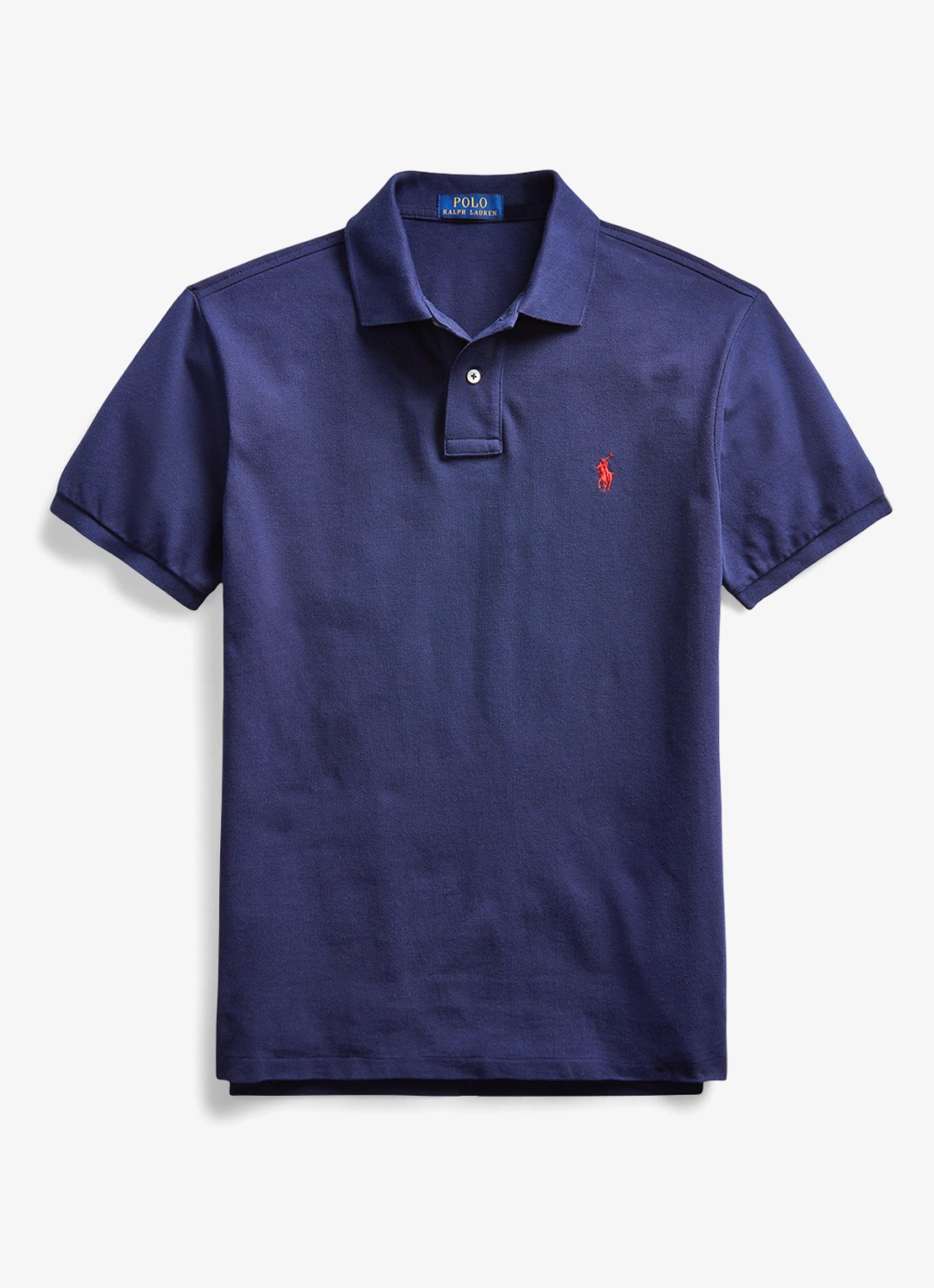 Ralph Lauren Slim fit polo van piqué katoen - voorkant newport navy / donkerblauw