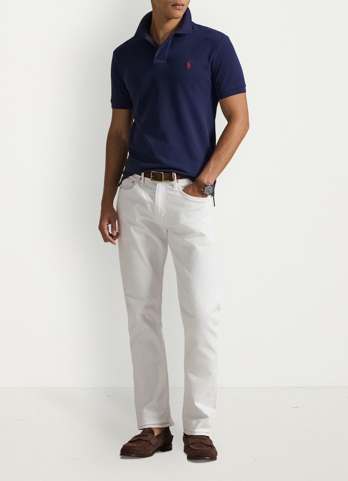 Ralph Lauren Slim fit polo van piqué katoen - voorkant 2 newport navy / donkerblauw