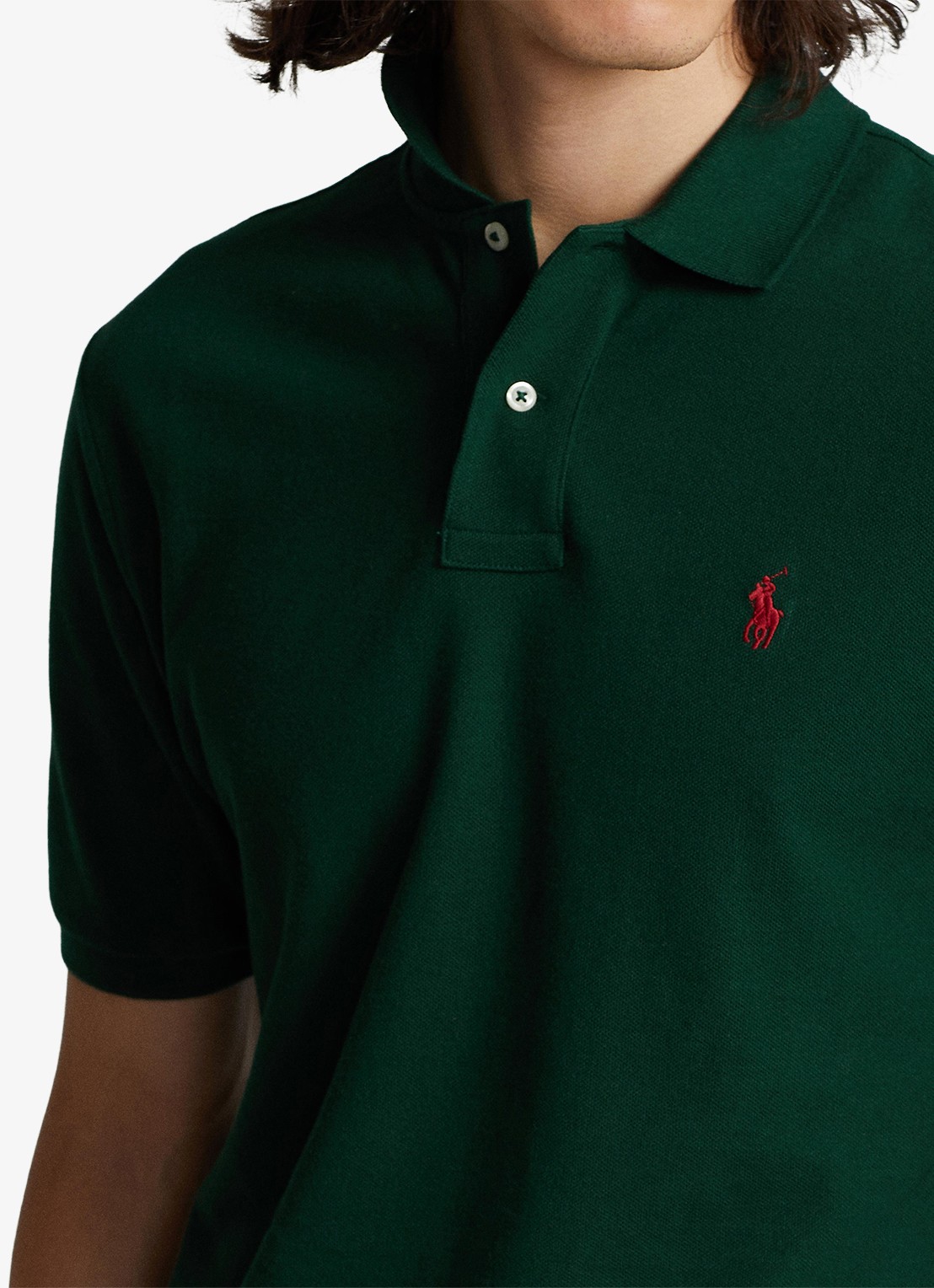 Ralph Lauren Slim fit polo van piqué katoen - detail 7 college green / groen