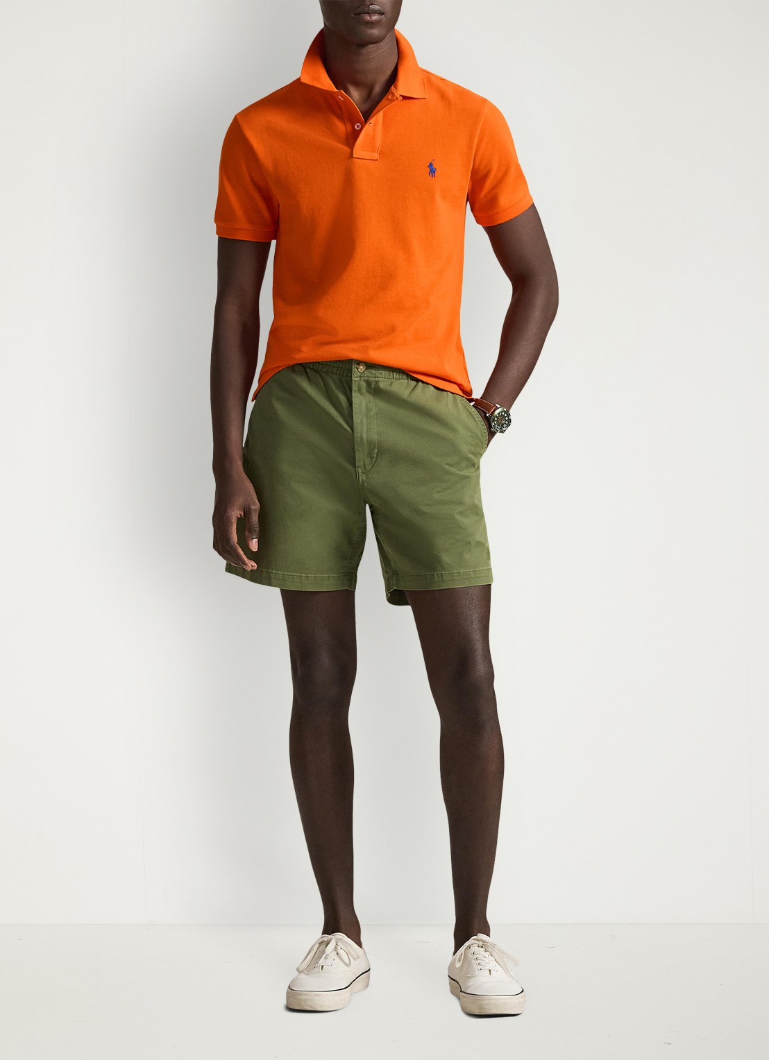 Ralph Lauren Slim fit polo van piqué katoen - voorkant 2 sailing orange / oranje