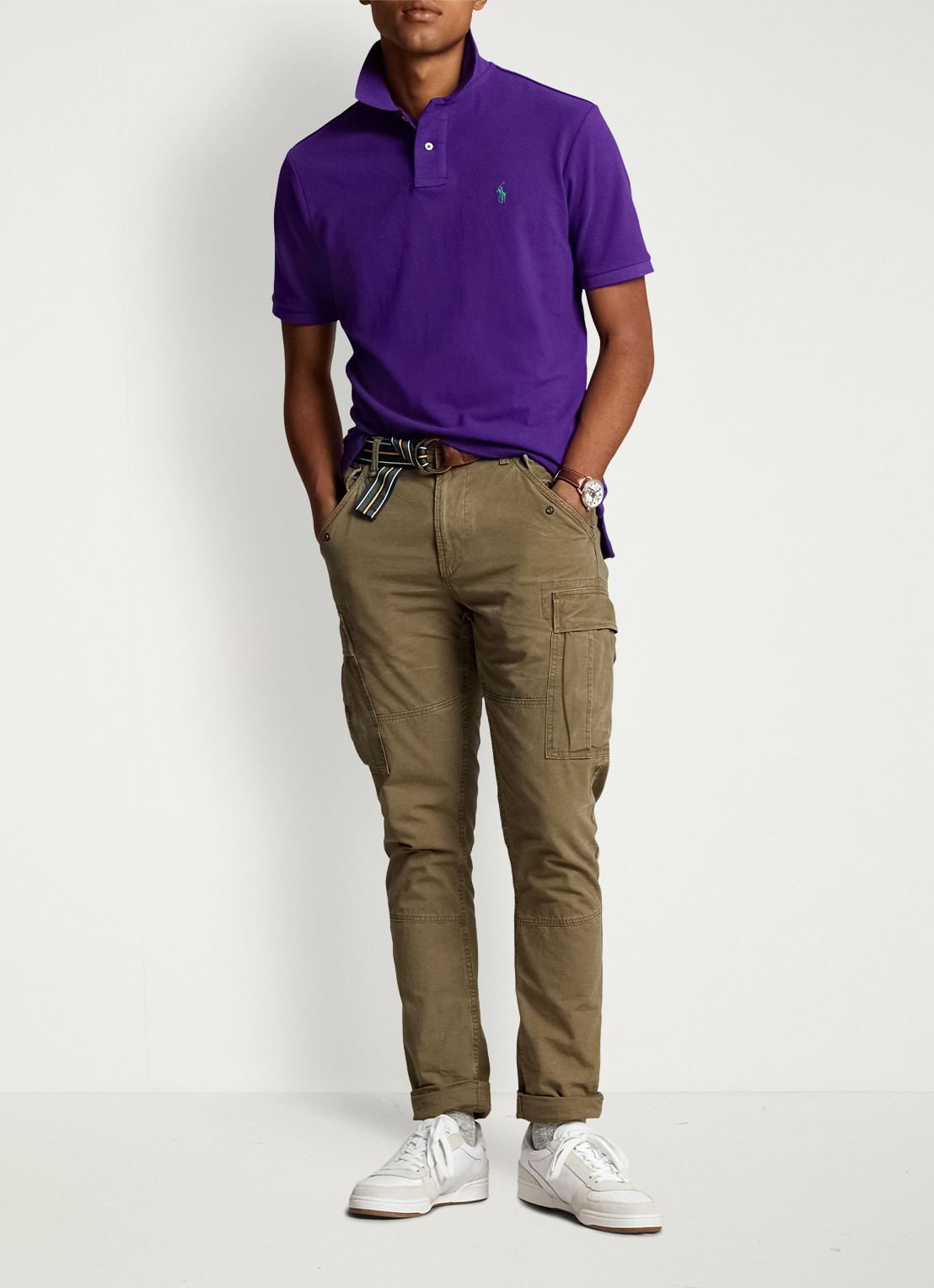 Ralph Lauren Slim fit polo van piqué katoen - voorkant 4 chalet purple / paars
