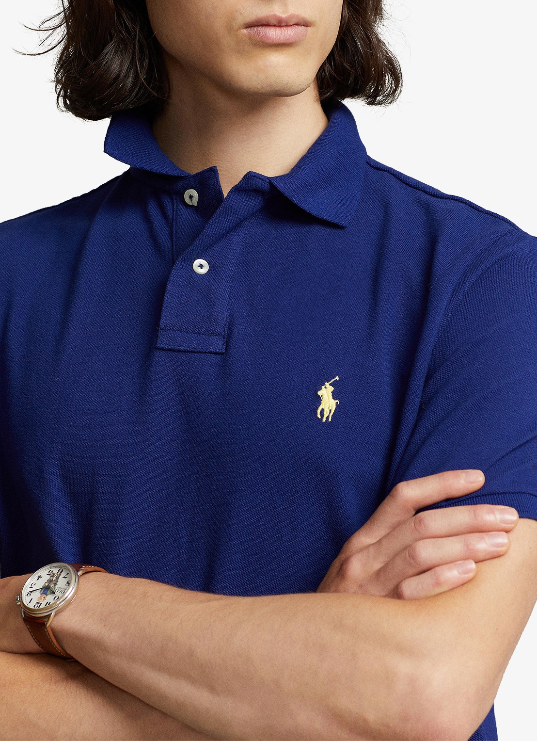 Ralph Lauren Slim fit polo van piqué katoen - detail 5 fall royal / blauw