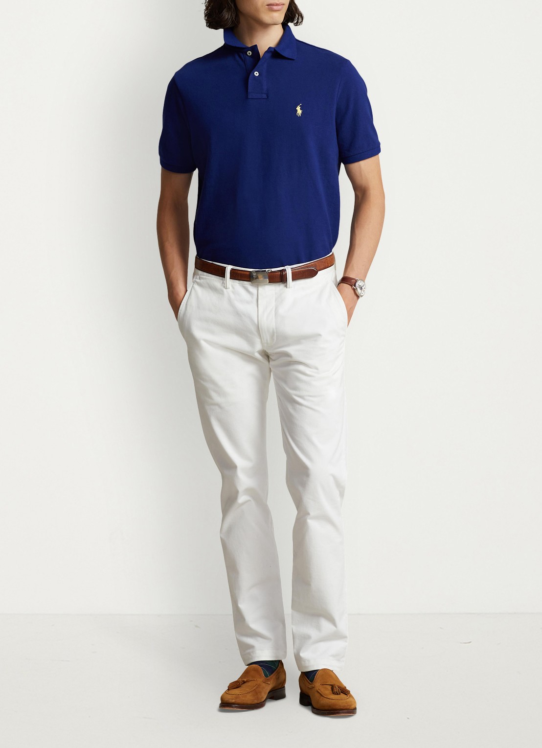 Ralph Lauren Slim fit polo van piqué katoen - voorkant 3 fall royal / blauw
