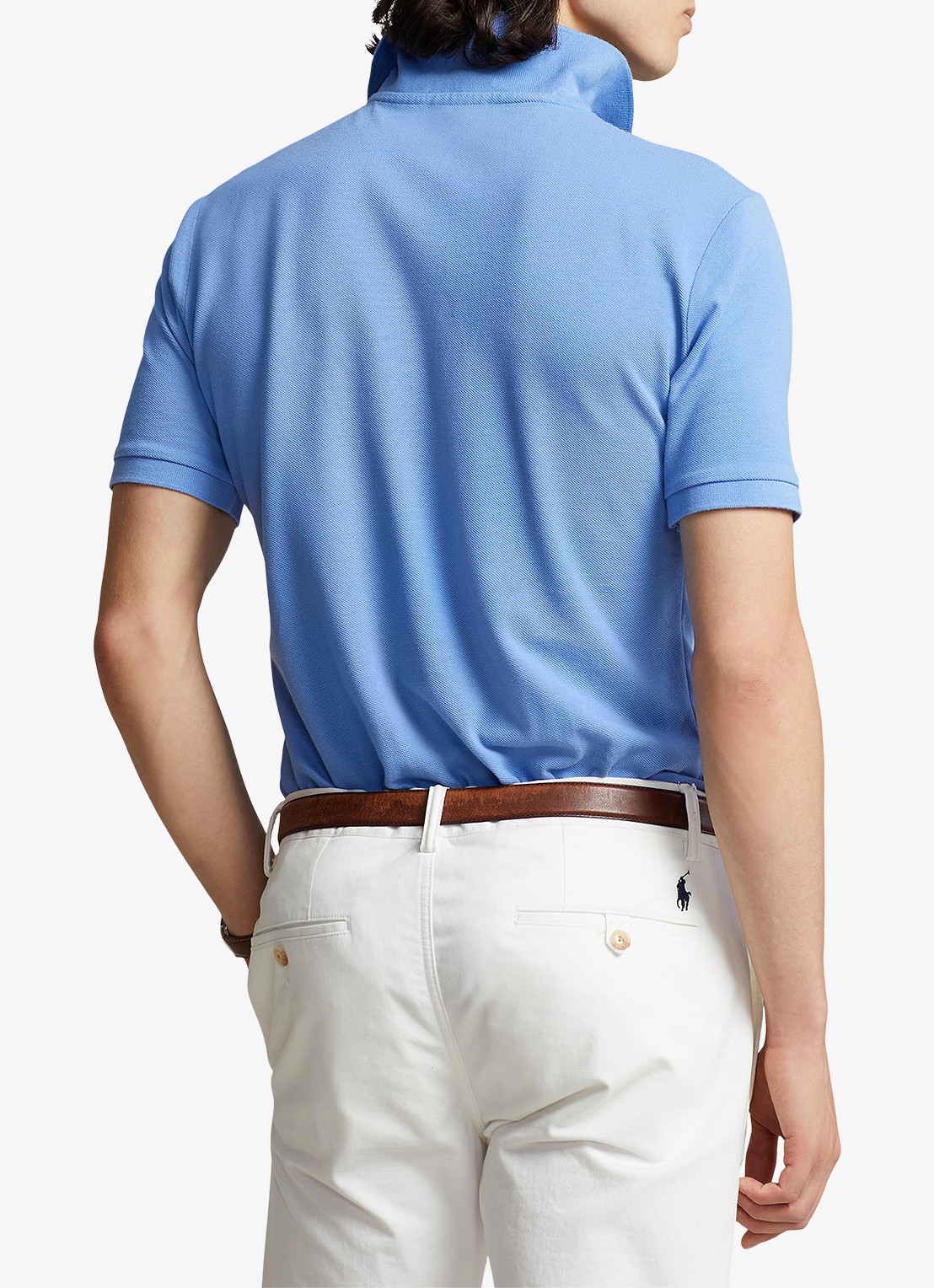 Ralph Lauren Slim fit polo van piqué katoen - achterkant harbor island blue/c7998