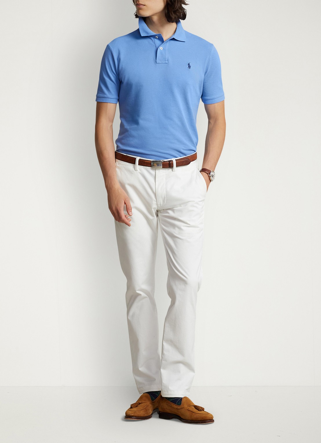 Ralph Lauren Slim fit polo van piqué katoen - voorkant 3 harbor island blue/c7998