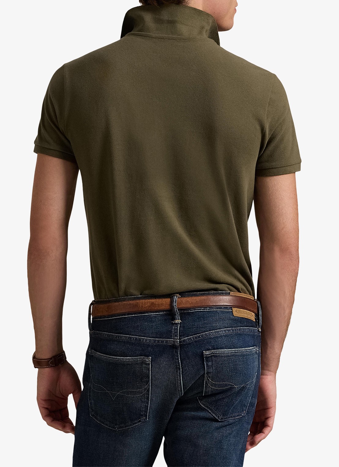 Ralph Lauren Slim fit polo van piqué katoen - achterkant 3 canopy olive / groen