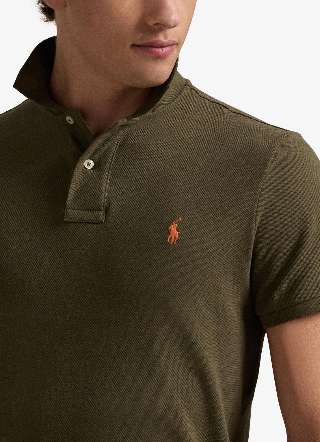 Ralph Lauren Slim fit polo van piqué katoen - detail 2 canopy olive / groen