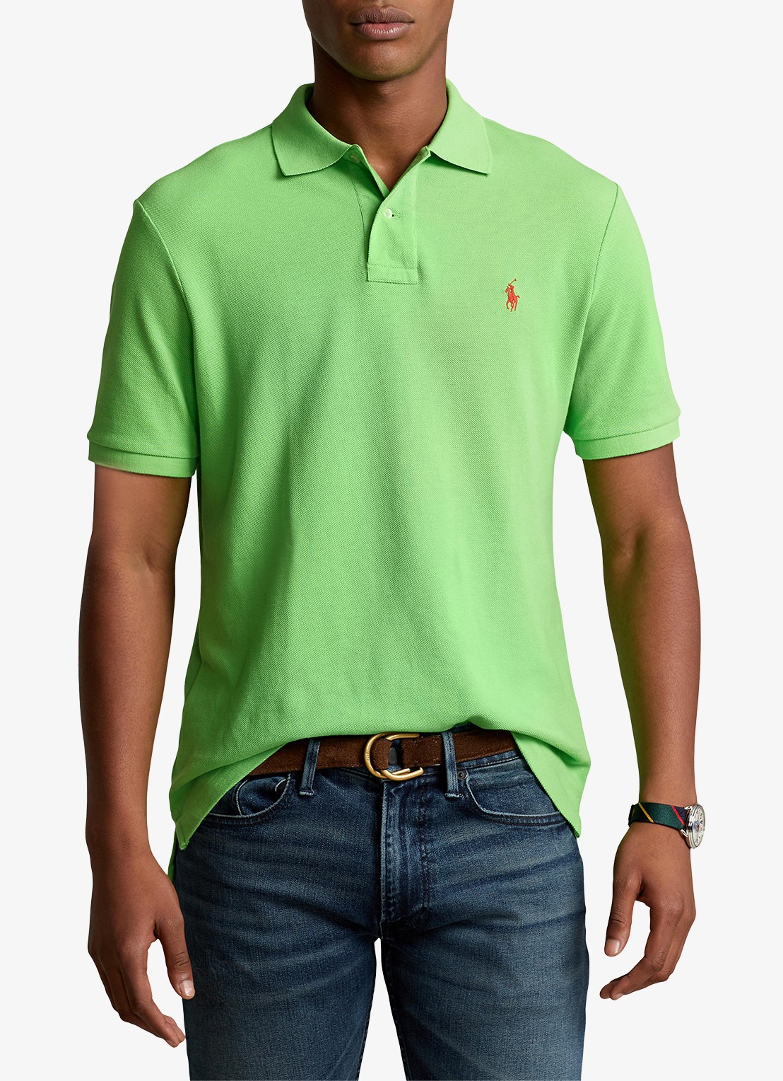 Ralph Lauren Slim fit polo van piqué katoen - detail 2 kiwi lime/c3867
