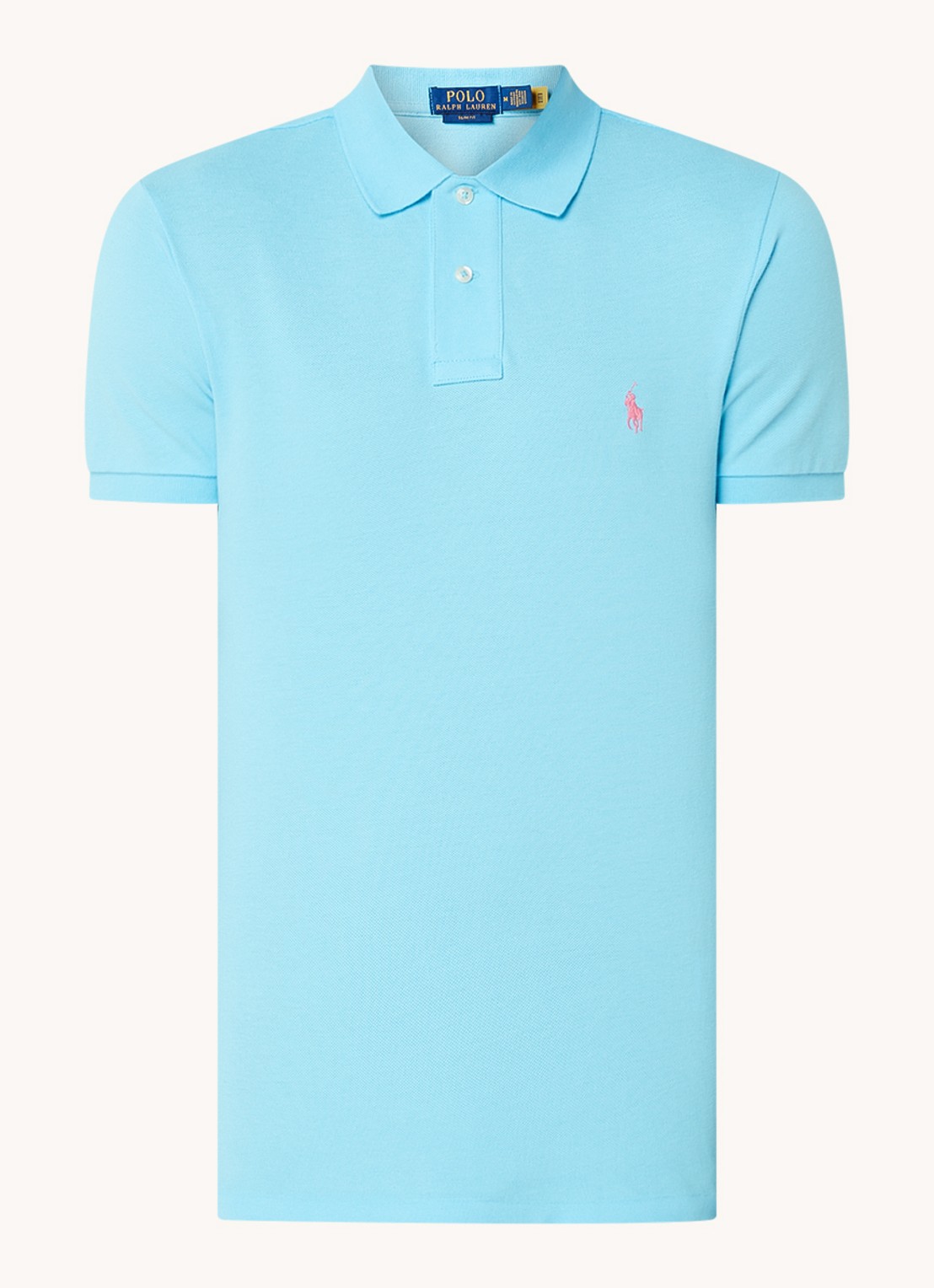 Ralph Lauren Slim fit polo van piqué katoen - voorkant turquoise nova / blauw