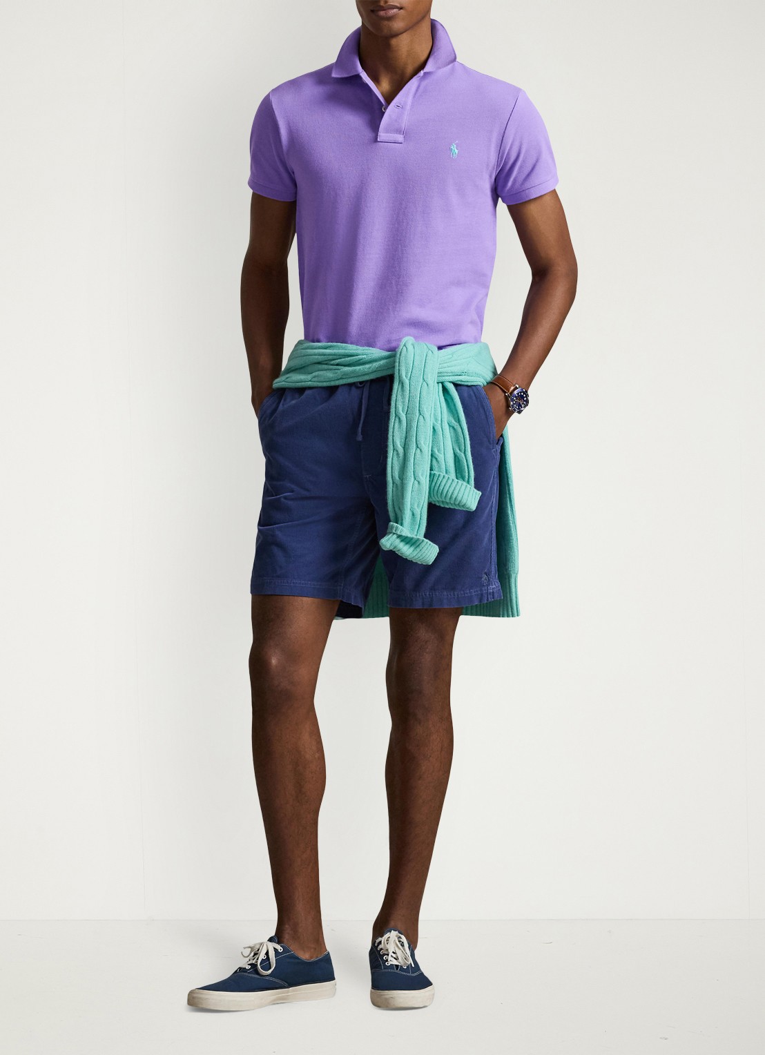 Ralph Lauren Slim fit polo van piqué katoen - voorkant 2 hampton purple/c6103