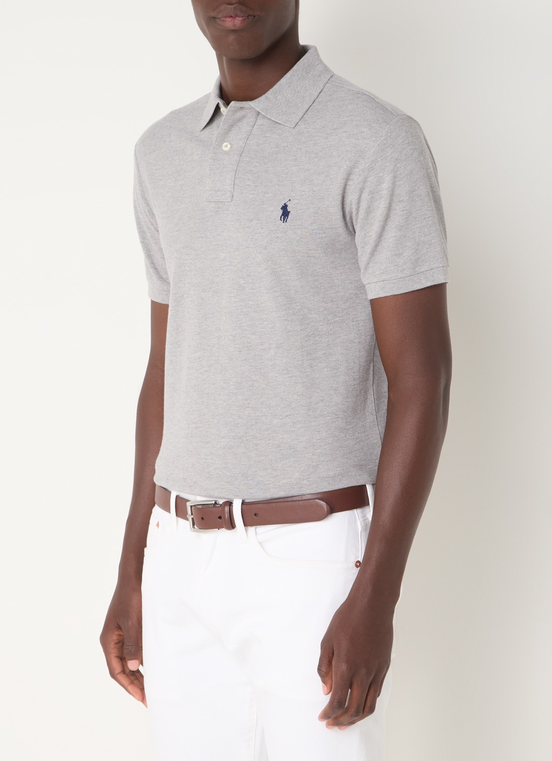 Ralph Lauren Slim fit polo van piqué katoen - detail andover heather / grijs