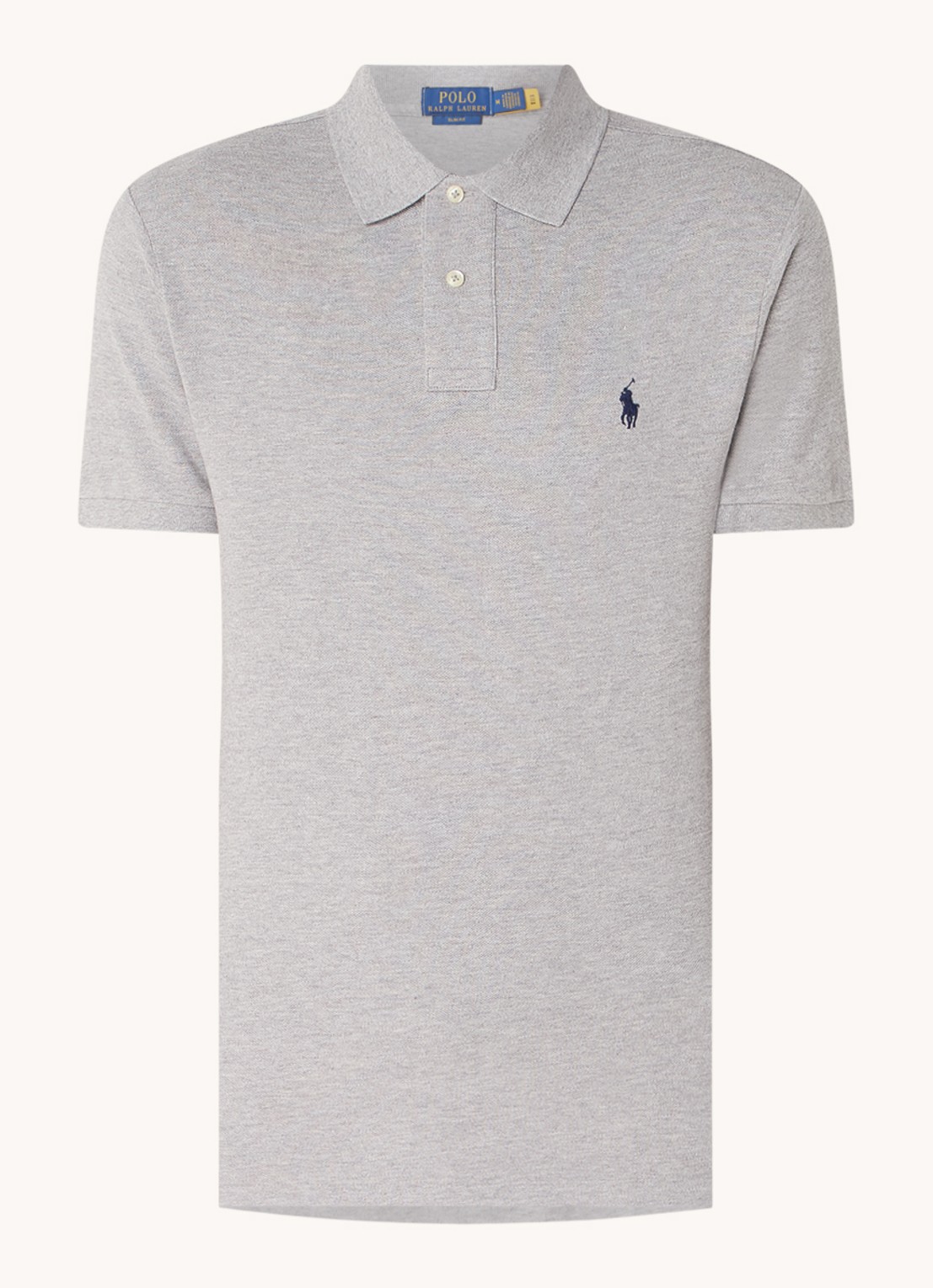 Ralph Lauren Slim fit polo van piqué katoen - voorkant 2 andover heather / grijs
