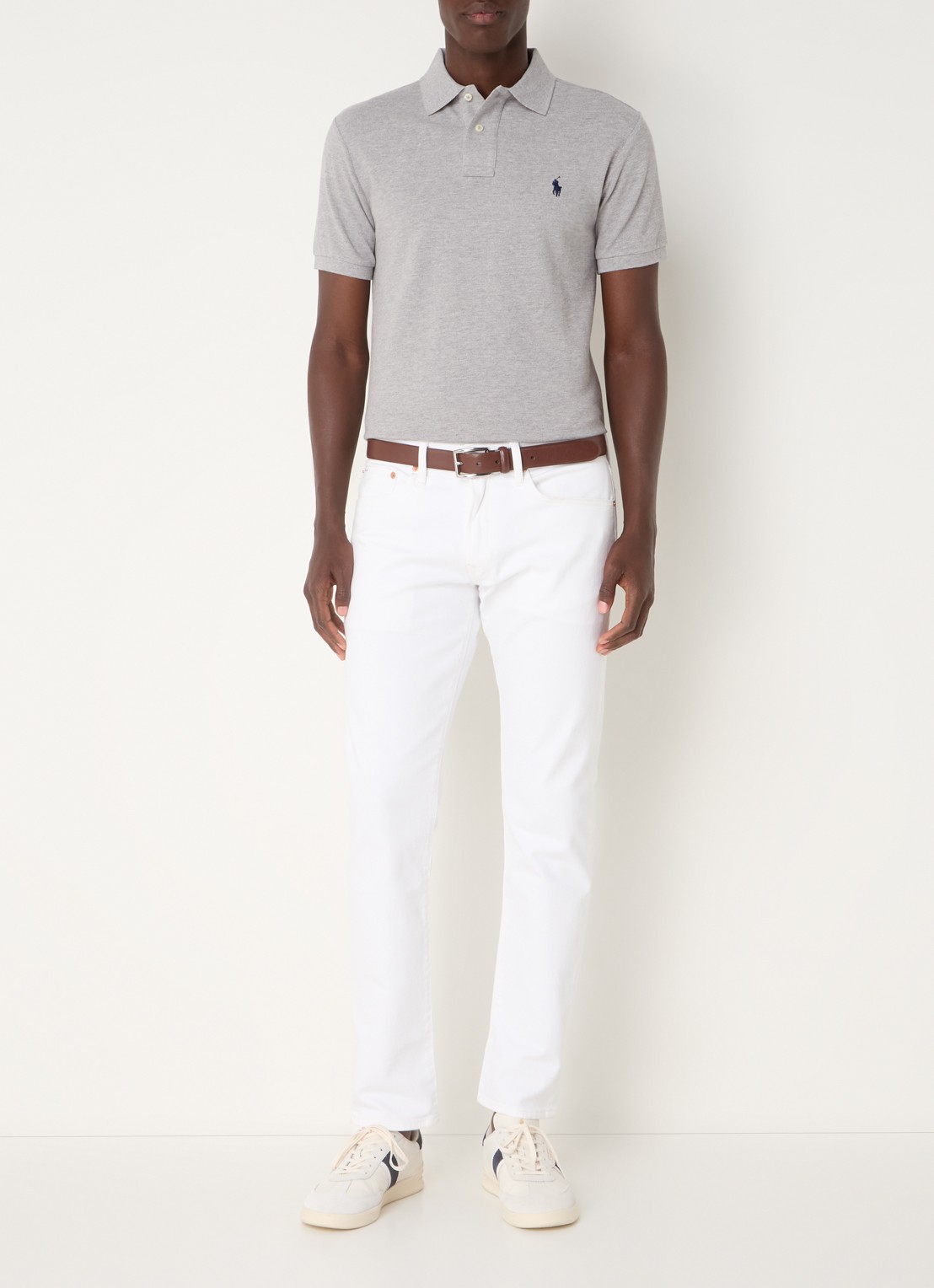 Ralph Lauren Slim fit polo van piqué katoen - voorkant 3 andover heather / grijs